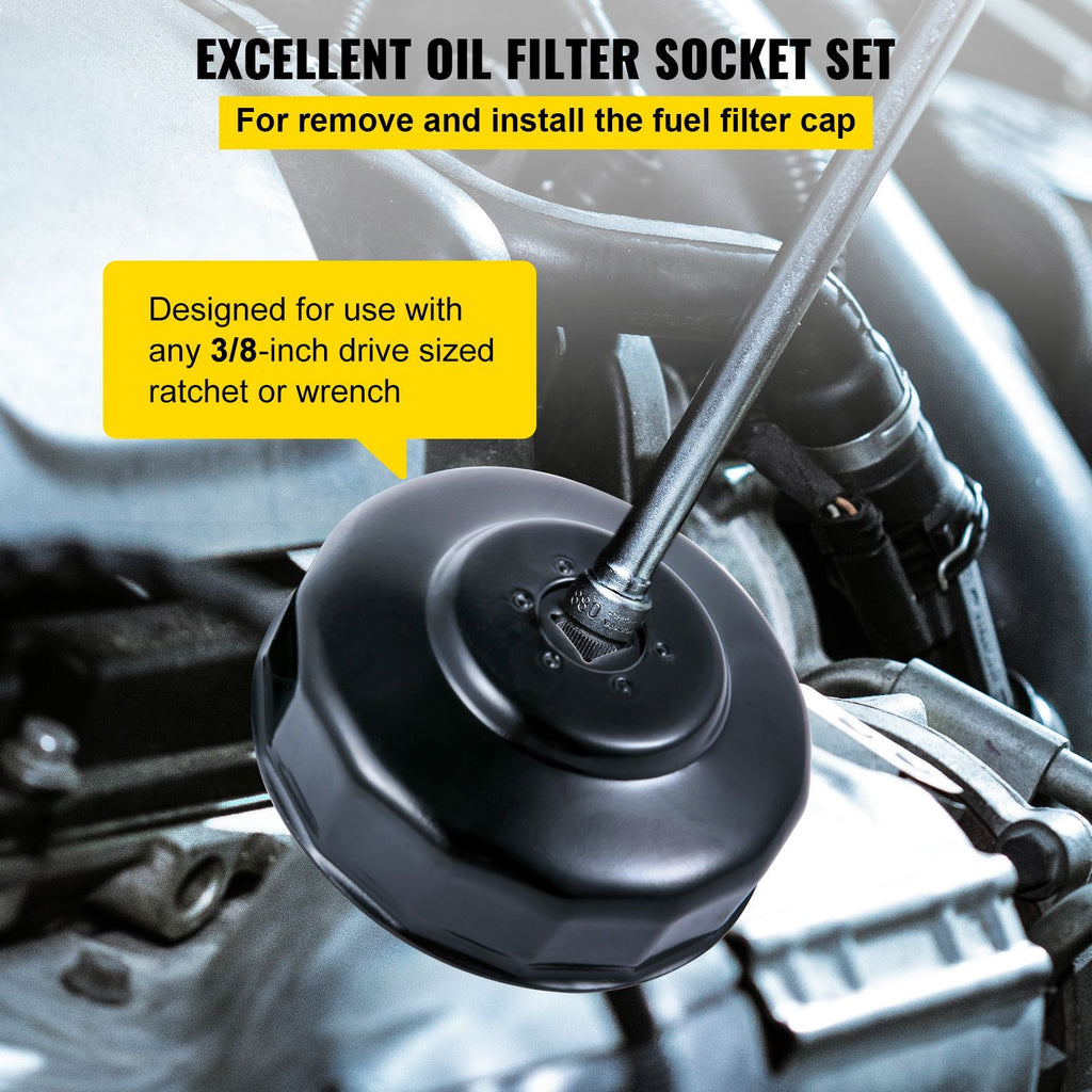 Oil Filter Socket Set, 30 Pcs Oil Filter Wrench Set, Sturdy Steel Oil Filter Socket, 3/8\" Oil Filter Socket, Low Profile Oil Filter Socket Set For Easy Access, Oil Filter Wrench Cap Set with Ca