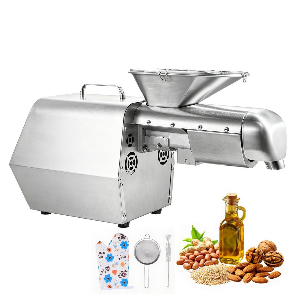 Oil Press Machine, 11 LBS/H Capacity, 1250W Oil Extractor Machine, Automatic Electric Oil Maker for Home Commercial Use, 122 F - 572 F Hot & Cold Pressing for Peanuts Sesames Soybeans Almonds