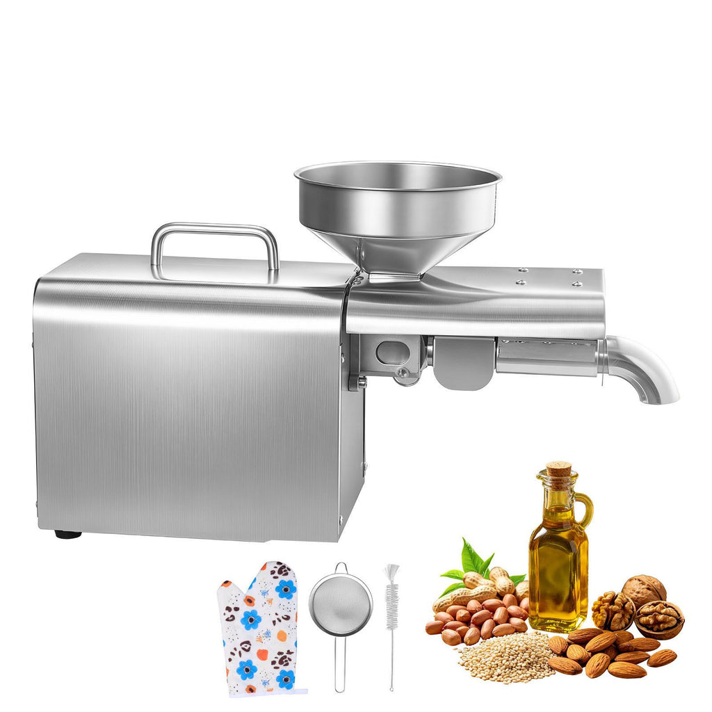 Oil Press Machine, 8.27 LBS/H Capacity, 750W Oil Extractor Machine, Automatic Electric Oil Maker for Home Commercial Use, 122 F - 572 F Hot Pressing for Peanuts Sesames Soybeans Almonds