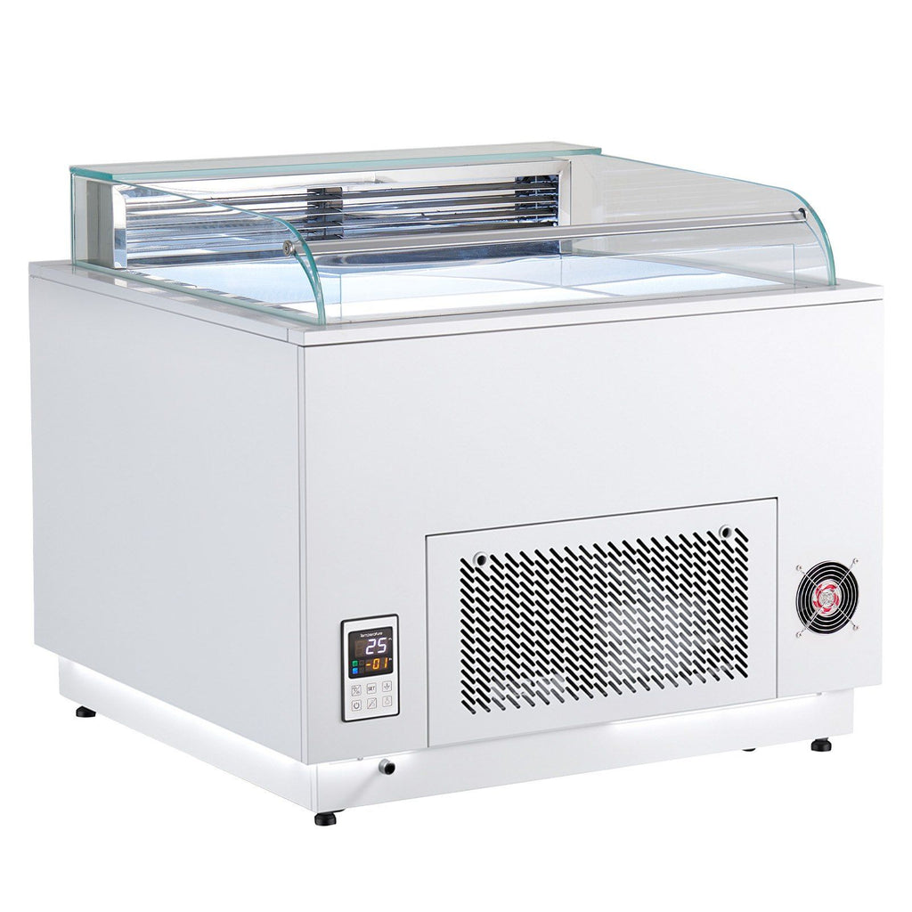 Open Air Merchandiser, 3.1 cu. ft. Shelving Commercial Refrigerator, Grab and Go Fan Cooling Display Cooler, with LED Lighting, Night Curtain, Horizontal for Restaurants, Stores, Office