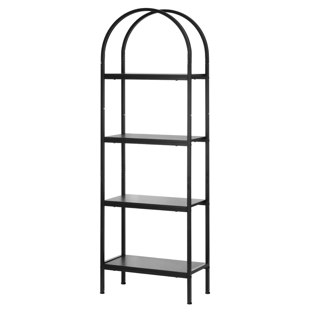 Open Bookshelf, 4-Tier, Arched Bookcase Storage Shelves with Metal Frame, Industrial Metal Book Organizer, Freestanding Display Rack Tall Shelving Unit, for Office, Bedroom, Living Room, Black
