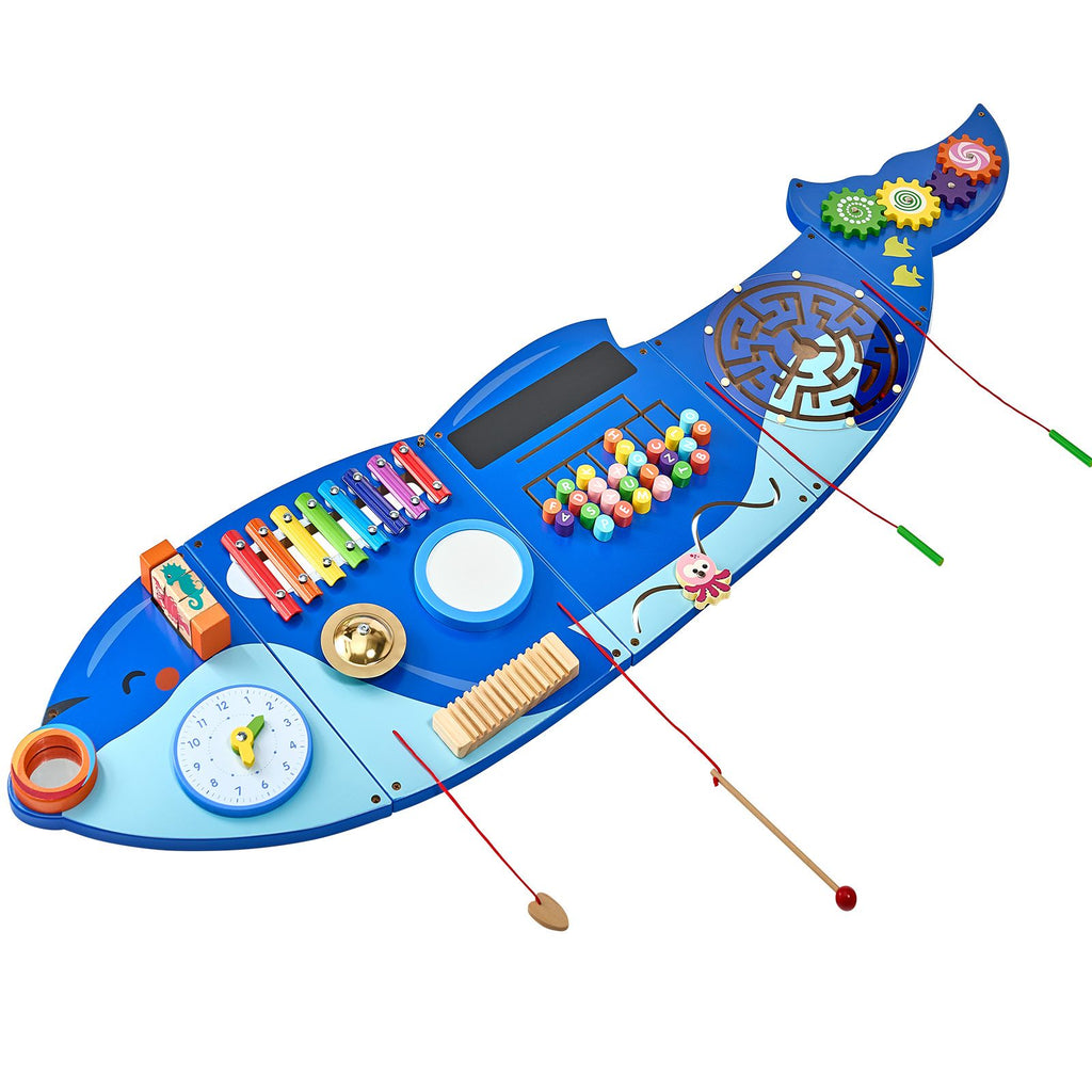 Orca Activity Wall Busy Board Panels, 12 Activities, Montessori Sensory Wall Toy for Kids 3-12 Years, Montessori Learning Activity Center, Ideal for Toddler Playroom Nursery Classroom