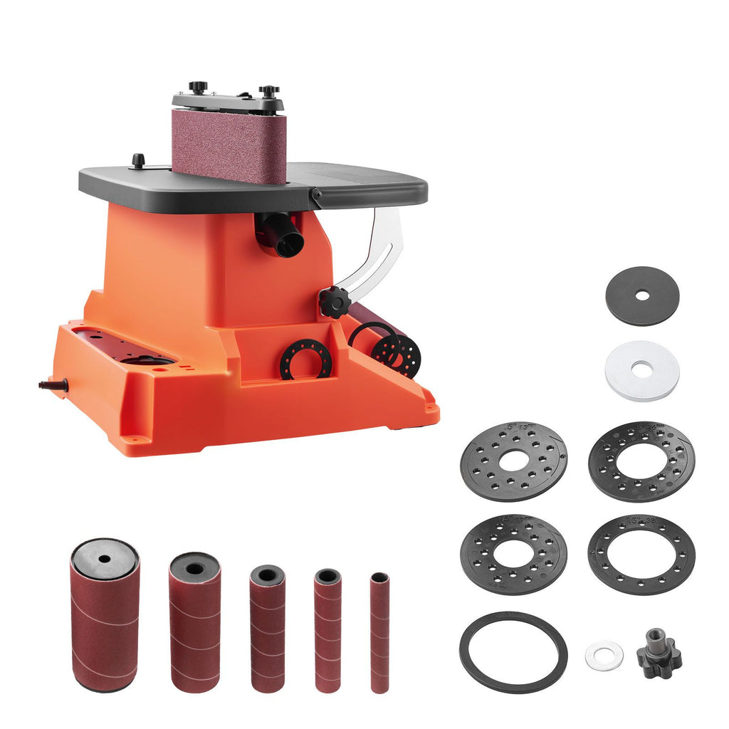 Oscillating Belt and Spindle Sander, 2400RPM Benchtop Spindle Sander with 5/8" Stroke, 5 Sleeves (1/2" - 2") & 24" x 3.86" Sanding Belt for Woodworking, Furniture Finishing, DIY Projects