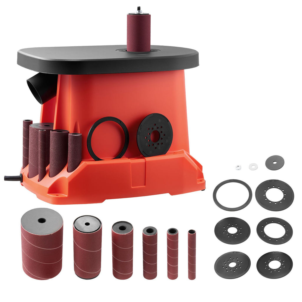 Oscillating Spindle Sander, 2400RPM Benchtop Spindle Sander with 6 Sleeves (1/2"-3"), 5/8" Stroke, 15.6" x 11.6" Cast Iron Worktable for Furniture Finishing, Crafts Sanding, DIY Woodworking