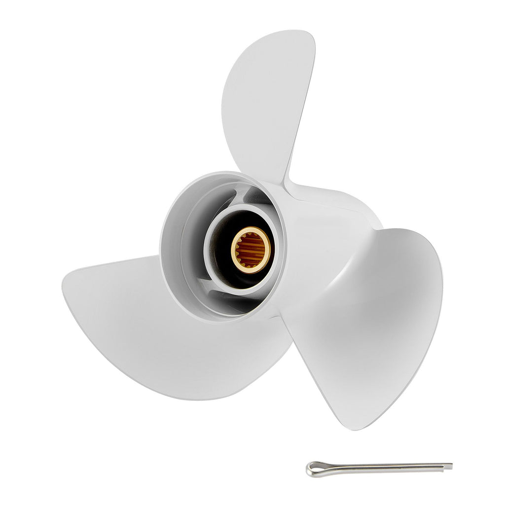 Outboard Propeller, Upgrade OEM 15 Spline Tooth Aluminum Outboard Boat Propeller Fit Yamaha Engines 50-130 HP, 4-1/4" Gearcase, 3-Blade, RH (Right Hand Rotation), OEM Parts No. 6E5-45945-01-EL