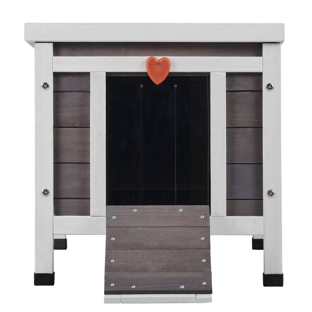 Outdoor Cat House Weatherproof, Feral Cat Shelter for Multiple Cats, Outdoor Wooden Cat Rabbit House with PVC Door Flaps and Open Roof, 21"L x 17"W x 17"H