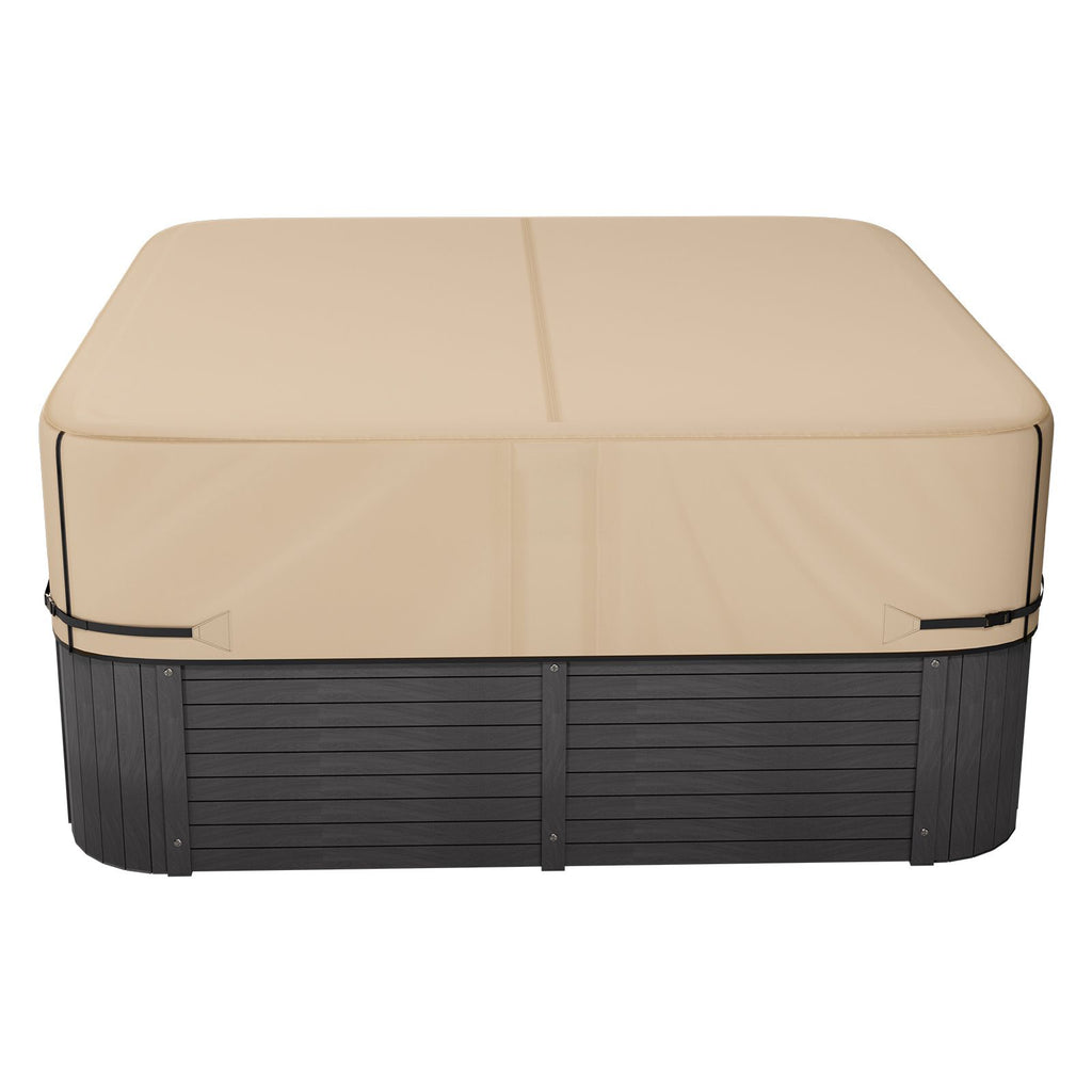 Outdoor Hot Tub Cover, 85 x 85 x 20 Inch Weatherproof and Waterproof Hot Tub Cover Protector, 600D Heavy Duty Oxford Fabric and 950N Tearing Strength, Square Spa Covers for Hottub, Brown
