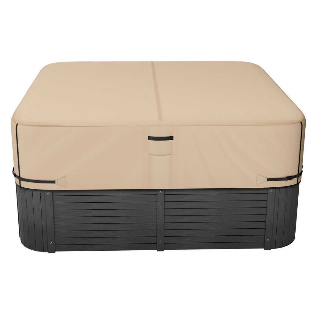Outdoor Hot Tub Cover, 95 x 95 x 20 Inch Weatherproof and Waterproof Hot Tub Cover Protector, 600D Heavy Duty Oxford Fabric and 950N Tearing Strength, Square Spa Covers for Hottub, Brown