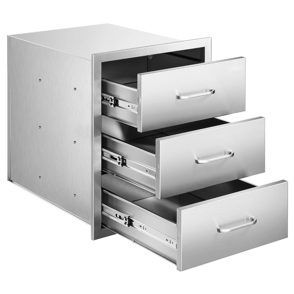 Outdoor Kitchen Drawers 18.11" W x 23.23" D x 23.23" H, Triple-Access Stainless Steel Modular Drawer Cabinet with Handles, BBQ Island Drawer for Outdoor Kitchen or BBQ Island Patio Grill Station