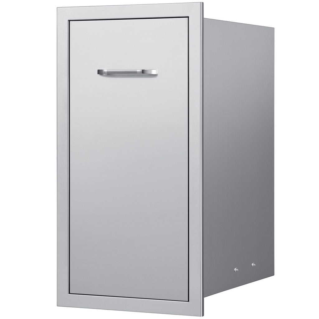 Outdoor Kitchen Trash Drawer, 13.54"W x 19.61"D x 25.79"H Interior Storage, Multi-Purpose Outdoor Kitchen Drawers Stainless Steel, 55 lbs Max Capacity per Tier, for Outdoors BBQ Island Kitchens