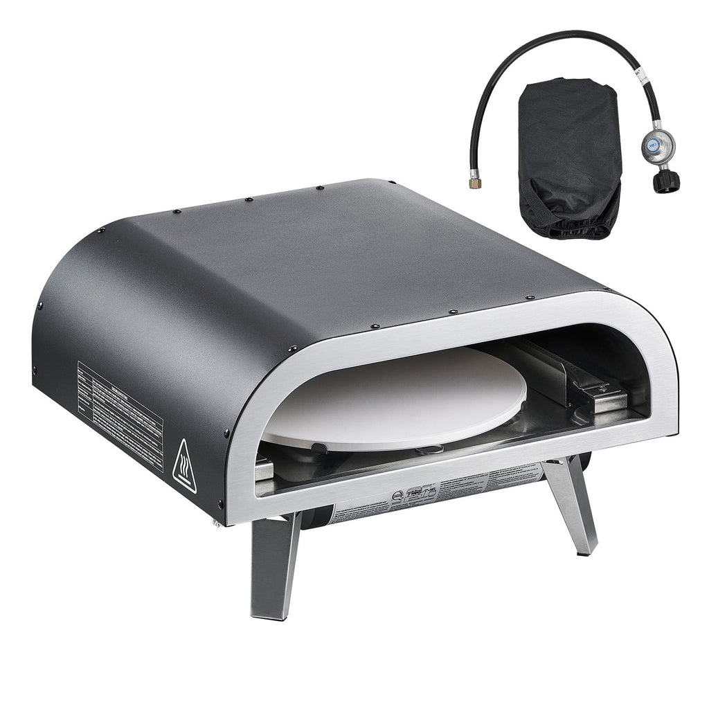 Outdoor Pizza Oven, 12 in Propane Gas Pizza Maker, Portable Pizza-Cooker with Electric Rotation, Thickened Pizza-Stone, Carry Bag, Propane Pizza-Oven for Outside Backyard Patio Camping, Black