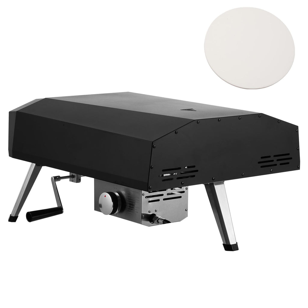Outdoor Pizza Oven, 13" Gas Fired Pizza Maker, Portable Outside Pizza Grill with Thickened Cordierite Pizza Stone, Waterproof Cover, Iron Spray Gas Oven with Foldable Leg for Camping & Backyard