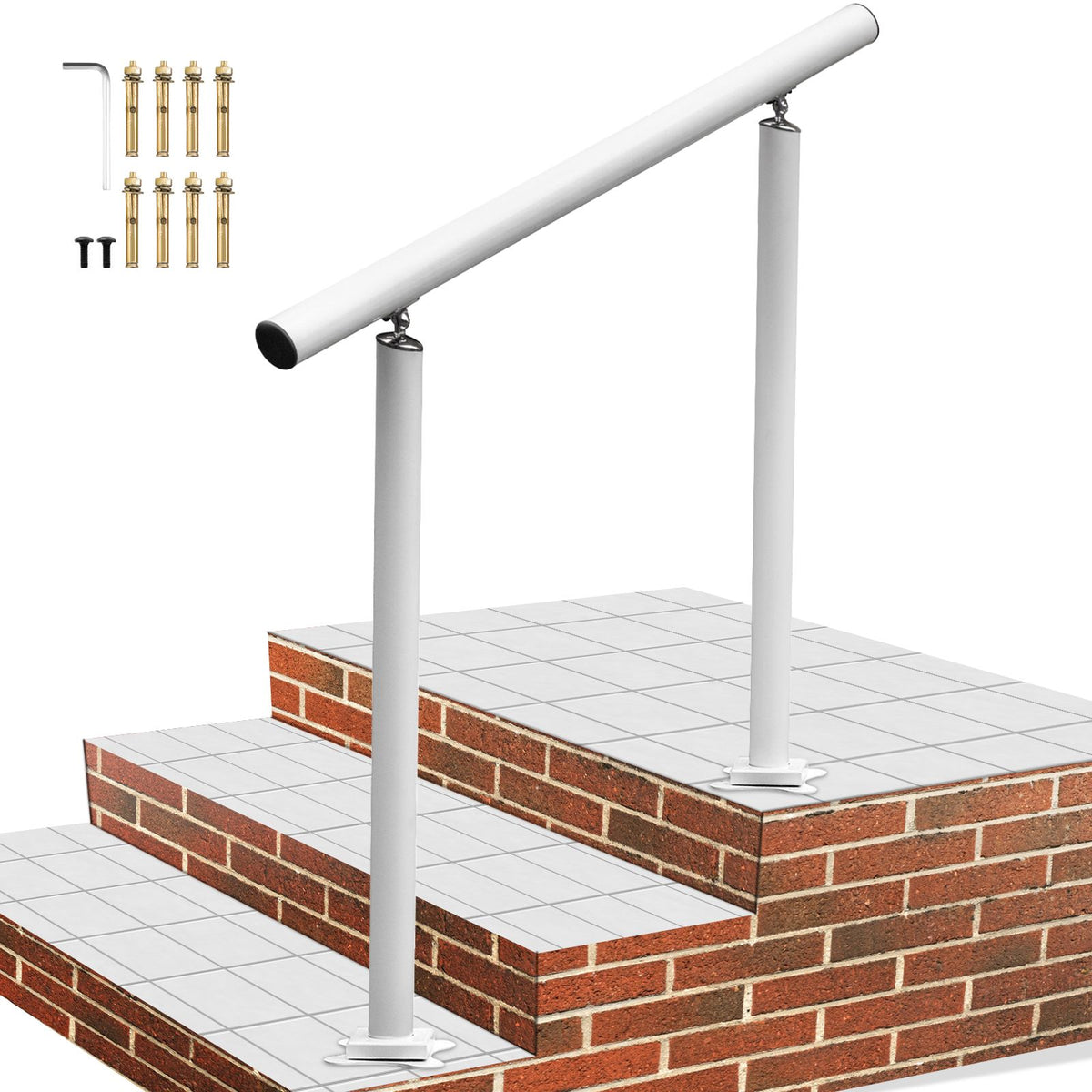 Outdoor Stair Railing Kit, 3 FT Handrails 2-3 Steps, Adjustable Ang ...