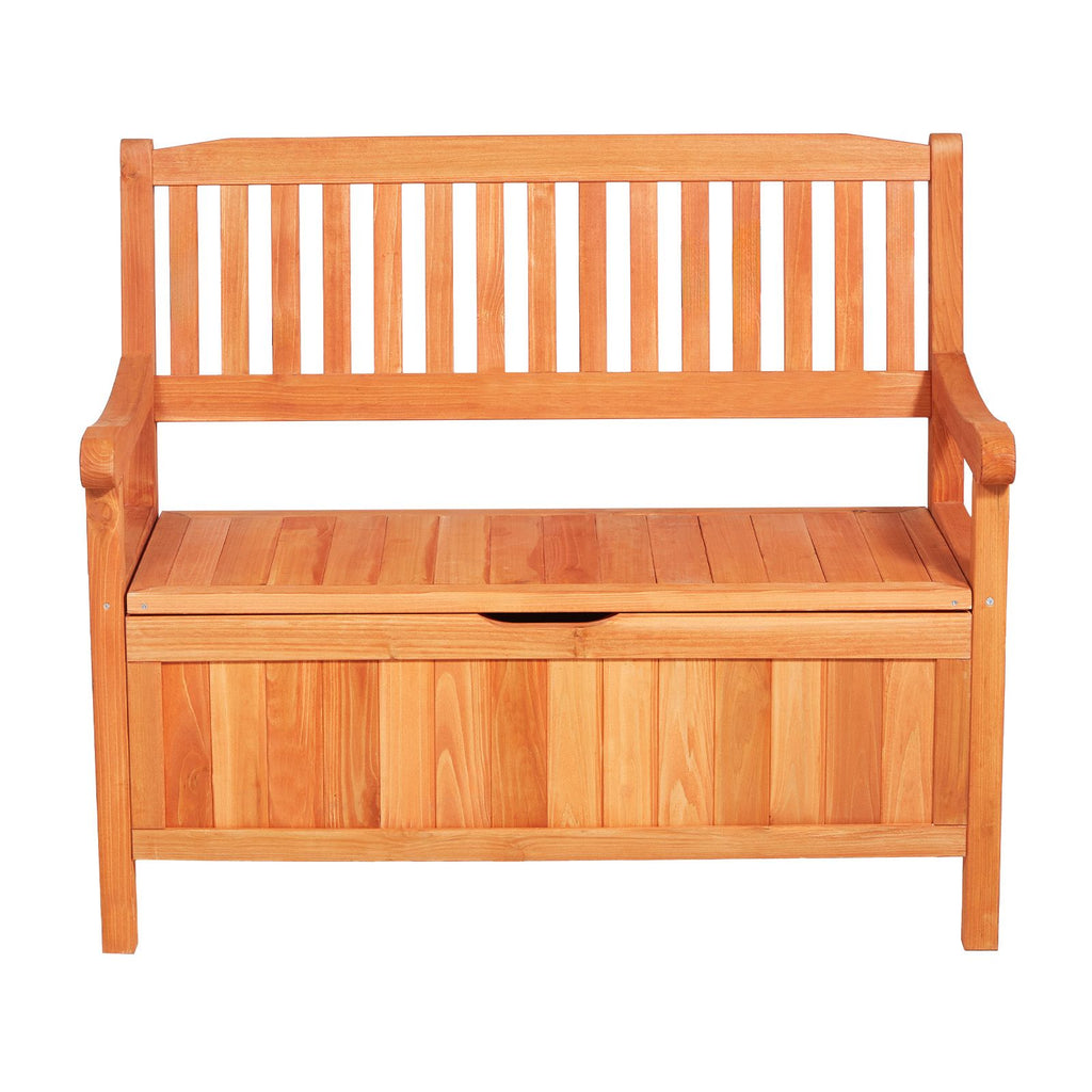 Outdoor Storage Bench, 2-Person Wooden Storage Bench, 33 Gallons Deck Box with Side Handle, Supports up to 705 lbs, Weatherproof Outdoor Seating & Porch Decor, for Patio Garden Balcony Yard