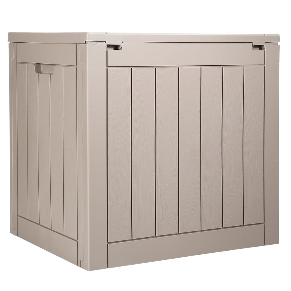 Outdoor Storage Box, 31 Gallon Resin Deck Box, Backyard Outside Toy and Towel Storage Cabinet Waterproof, for Patio Furniture Cushions, Garden Tools, Pool Supplies & Package Delivery (Grey)