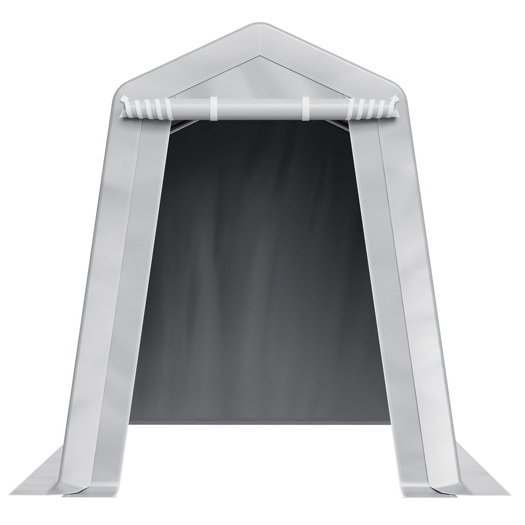 Outdoor Storage Shed, 6 x 8 ft Portable Storage Tent with Roll-up Door & Vents, Waterproof Canopy Shed Shelter, Heavy Duty Frame, Patio Garage Carport for Motorcycle, Lawn Mower, Bike, Grey
