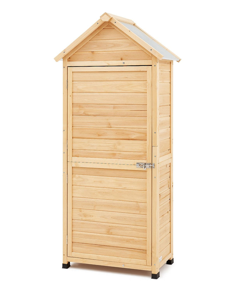 Outdoor Storage Shed, Large Wooden Outside Storage Shed, Garden Tool Shed with Shelves, Lock, and Floor, Waterproof Storage House Cabinet for Patio Yard Lawn Garden, 28x63 inch