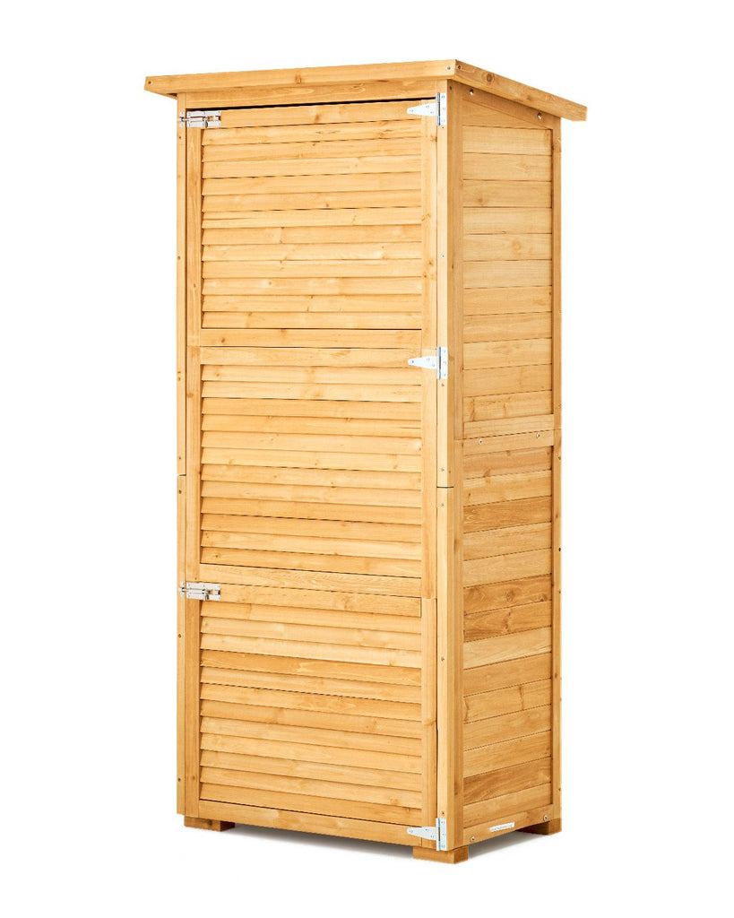 Outdoor Storage Shed, Large Wooden Outside Storage Shed, Oversize Garden Tool Shed with Metal Frame, Shelves, Floor, Waterproof Storage House Cabinet for Patio Yard Lawn Garden, 31.5x63.8 inch