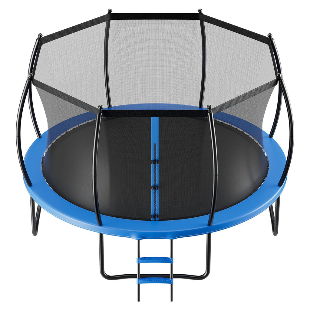 Outdoor Trampoline, 10FT Recreational Trampoline, ASTM Approved Trampolines with Enclosure Net & Thickened Pad, Max 265 lbs Weight Capacity, Anti-Rust Backyard Trampolines for Kids & Adults