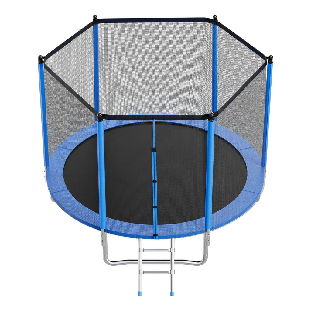 Outdoor Trampoline, 10FT Round Recreational Trampoline with Enclosure Net, ASTM Approved, Heavy Duty Trampolines, Max 330 lbs Weight Capacity, Anti-Rust Backyard Trampolines for Kids & Adults