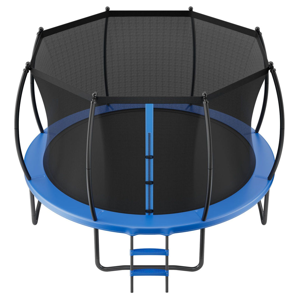 Outdoor Trampoline, 12FT Recreational Trampoline, ASTM Approved Trampolines with Enclosure Net & Thickened Pad, Max 400 lbs Weight Capacity, Anti-Rust Backyard Trampolines for Kids & Adults