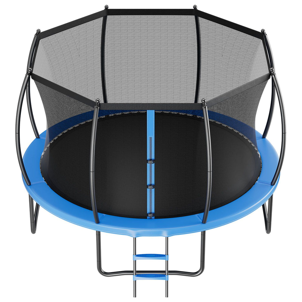 Outdoor Trampoline, 14FT Recreational Trampoline, ASTM Approved Trampolines with Enclosure Net & Thickened Pad, Max 450 lbs Weight Capacity, Anti-Rust Backyard Trampolines for Kids & Adults