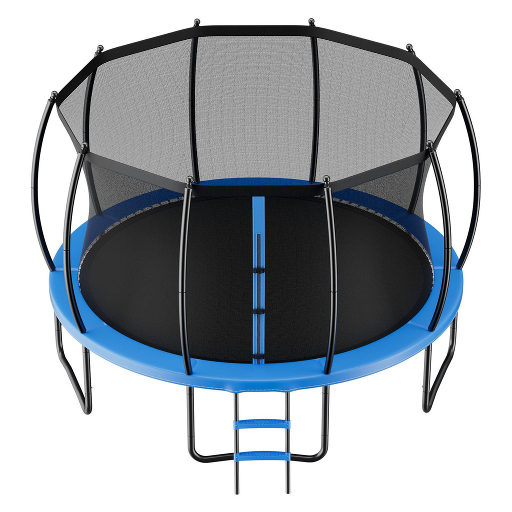Outdoor Trampoline, 15FT Recreational Trampoline, ASTM Approved Trampolines with Enclosure Net & Thickened Pad, Max 470 lbs Weight Capacity, Anti-Rust Backyard Trampolines for Kids & Adults