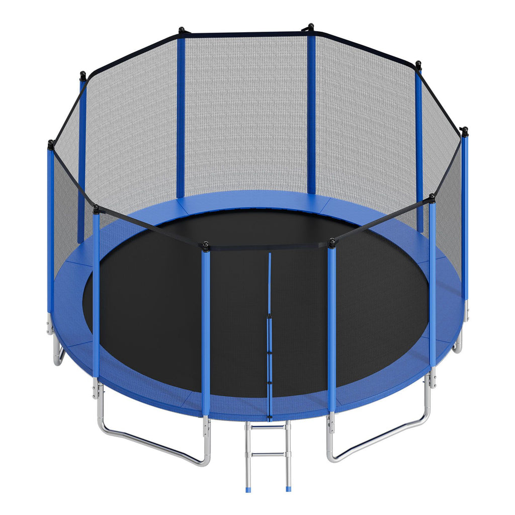 Outdoor Trampoline, 15FT Round Recreational Trampoline with Enclosure Net, ASTM Approved, Heavy Duty Trampolines, Max 470 lbs Weight Capacity, Anti-Rust Backyard Trampolines for Kids & Adults