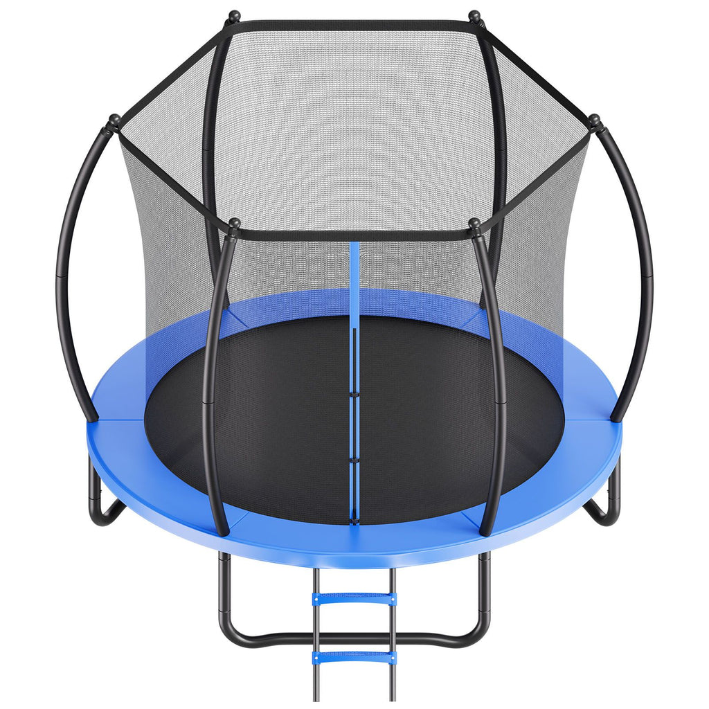 Outdoor Trampoline, 8FT Recreational Trampoline, ASTM Approved Trampolines with Enclosure Net & Thickened Pad, Max 265 lbs Weight Capacity, Anti-Rust Backyard Trampolines for Kids & Adults