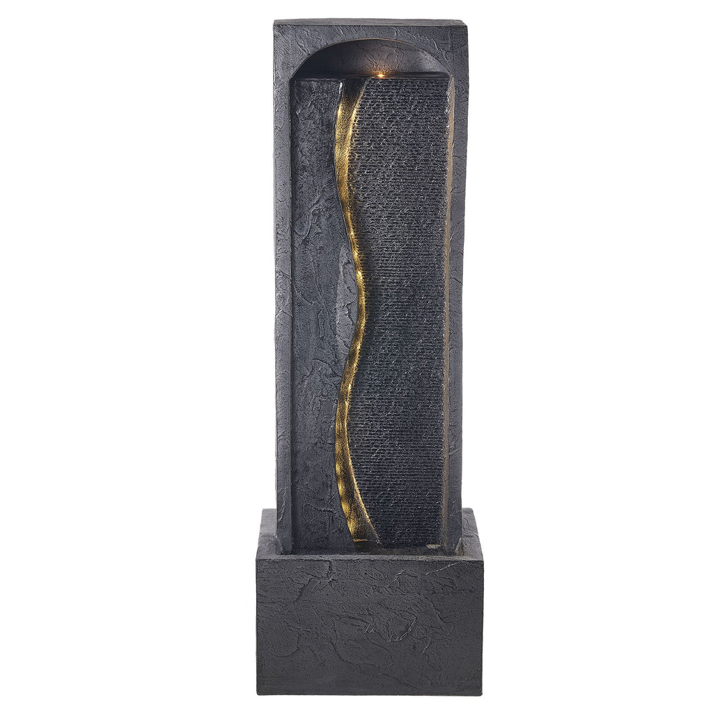 Outdoor Water Fountain, 38.58 in Height Fountain and Waterfall, 1-Tier Floor Standing Rock Base Style Fountains with with LED Light and Pump, for Outdoor Indoor Garden, Home, Patio & Backyard