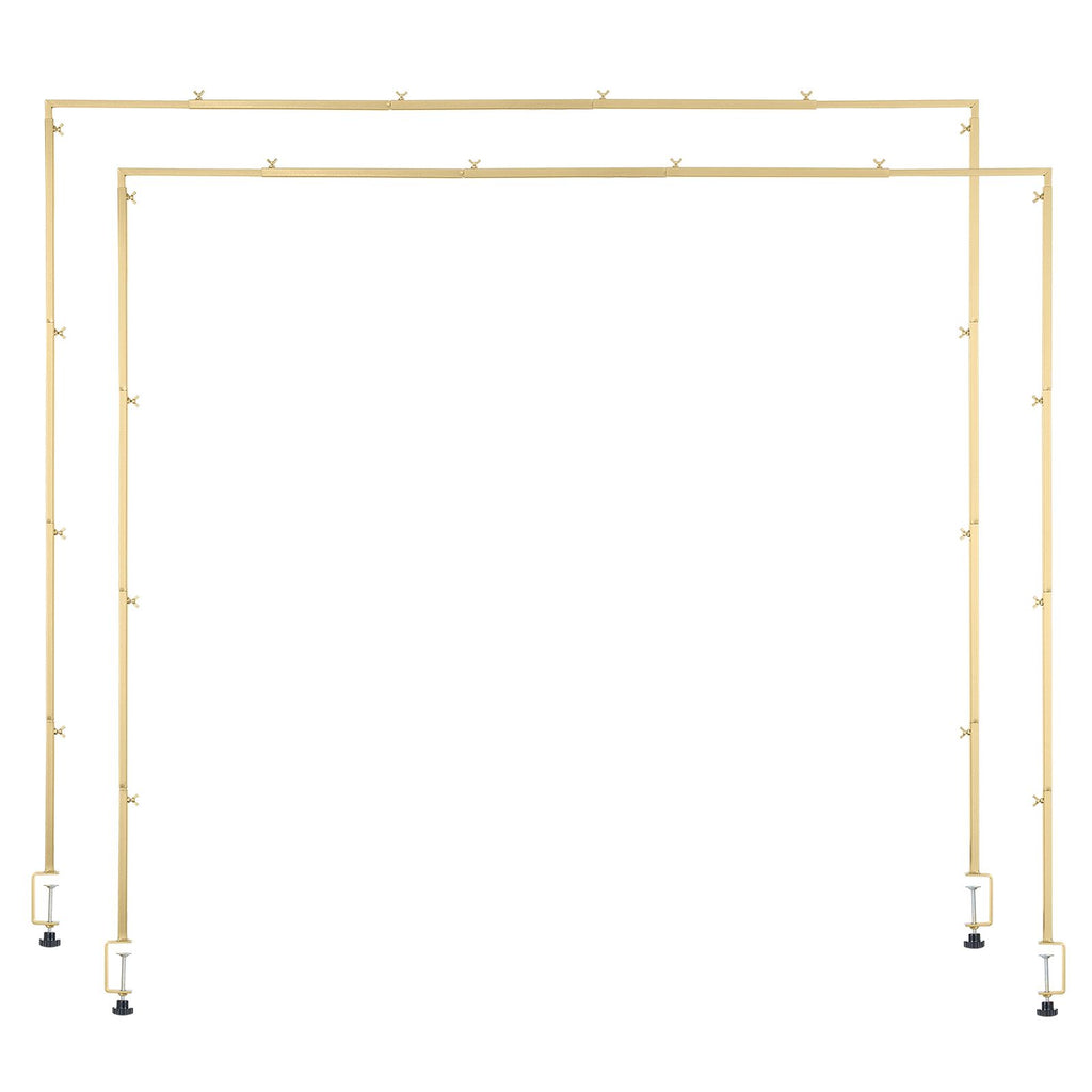 Over The Table Rod Stand with Clamps, 13"-42" Tall & 28"-98" Length Adjustable, 2 Packs Table Arch Stand, Tabletop Balloon Arch Frame for Wedding Birthday Party Christmas Decorations, Gold