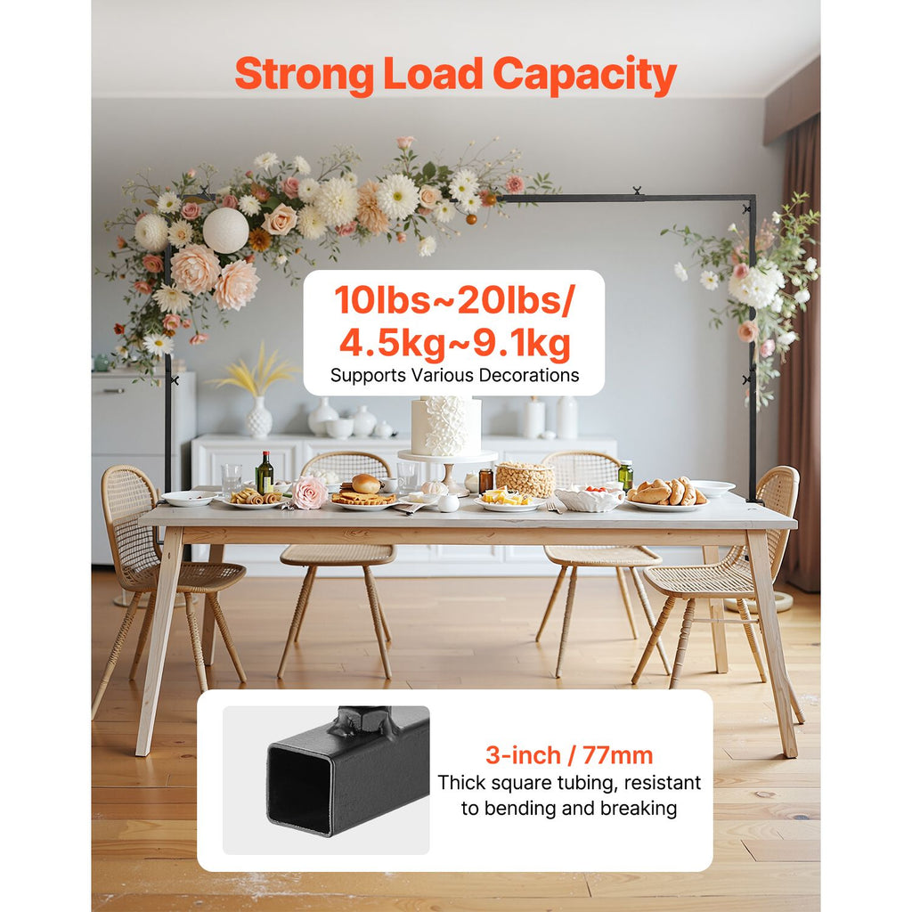 Over The Table Rod Stand with Clamps, 13"-42" Tall & 28"-98" Length Adjustable, Metal Table Arch Stand, Tabletop Balloon Arch Frame for Wedding Birthday Party Christmas Decorations, Black