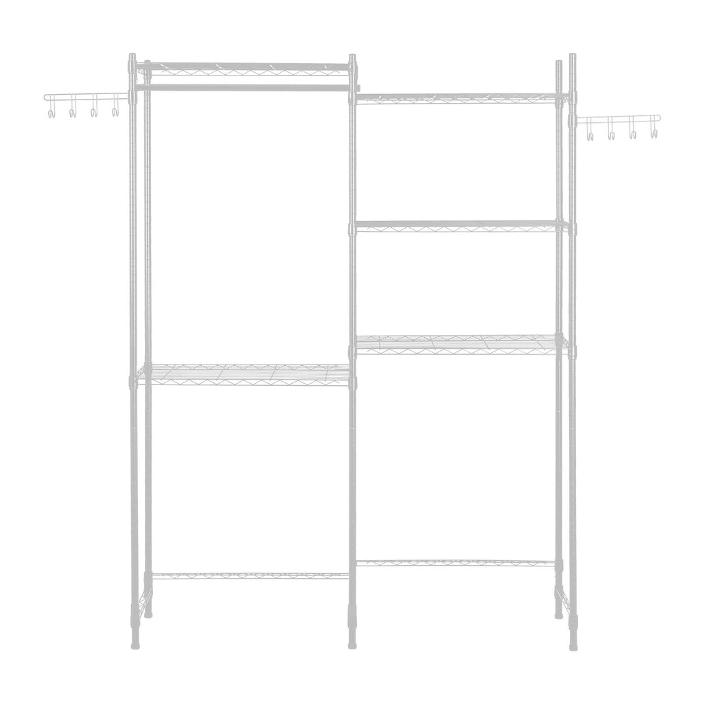 Over Washer and Dryer Storage Shelves, 5 Tiers Laundry Room Drying Rack with Hanger Rod and Hooks, Two Rows Adjustable Washer Shelves Space Saver, for Laundry Room Storage & Organization, White