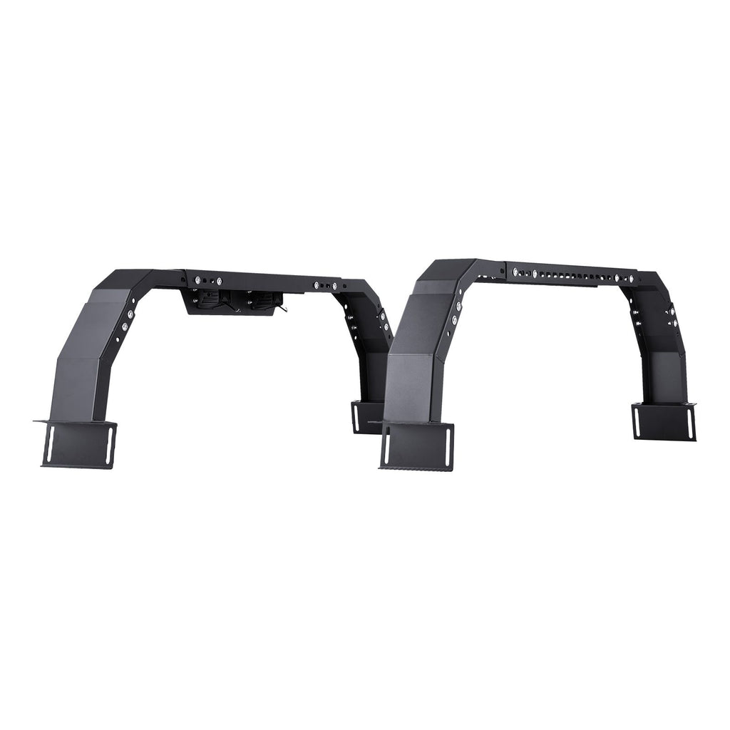 Overland Truck Bed Rack, 14.4-17.3 in Height, Adjustable Bed Cargo Rack with Security LED Light, Compatible with Ram 1500/Tundra/Silverado 1500/F150/Gladiator JT/Colorado/Canyon/Ranger/Maverick