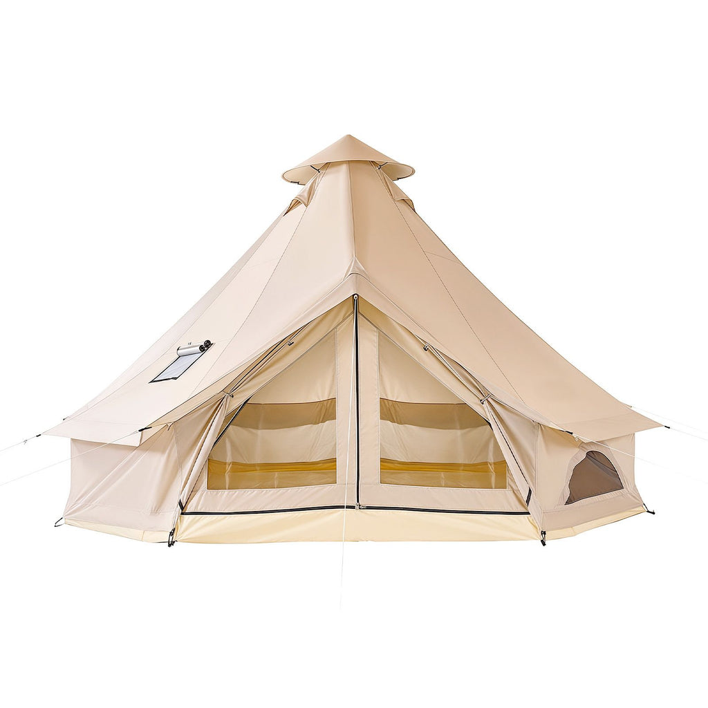 Oxford Bell Tent, 4 Seasons 16.4 ft Yurt Tent for Camping with Stove Jack, Waterproof Breathable Holds up to 7 People with Zipped Detachable Floor, Family Camping Glamping Outdoor Hunting Party