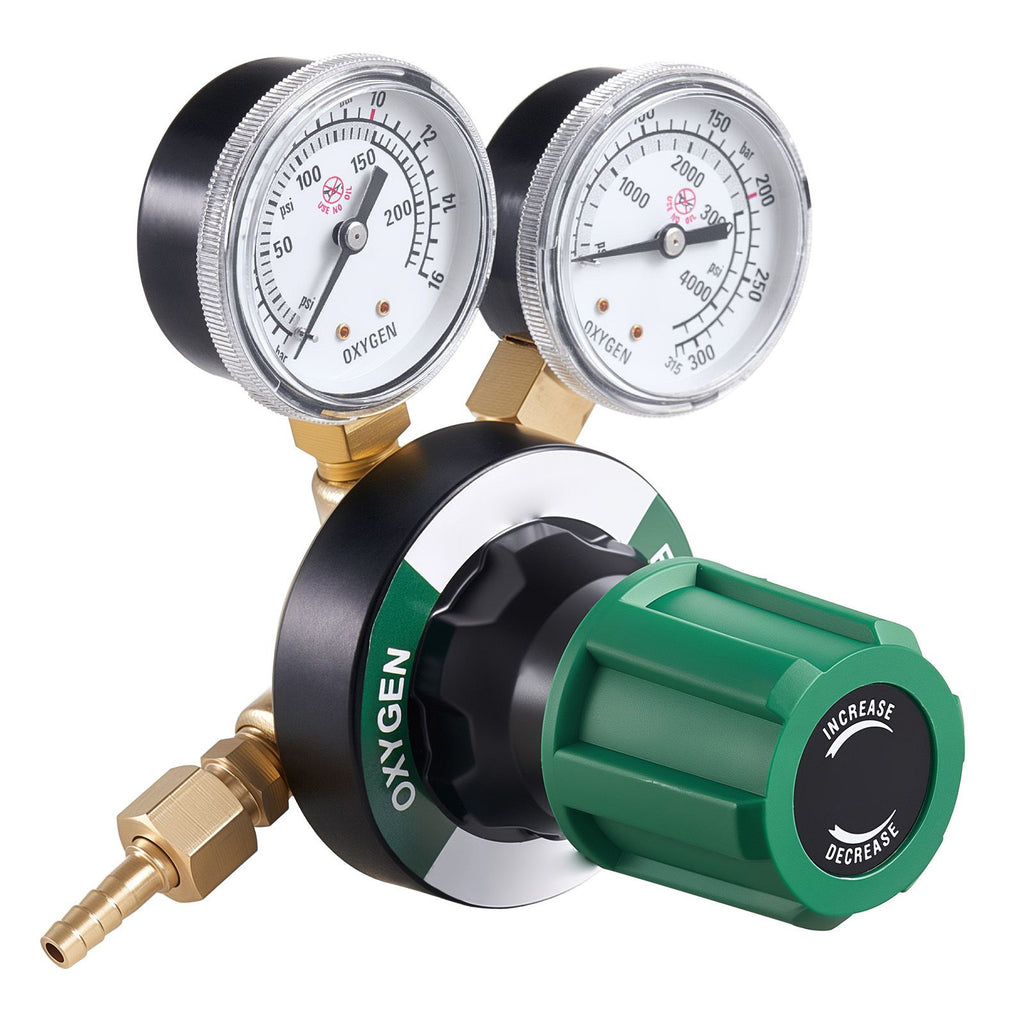 Oxygen Regulator, Precise Oxy Regulator, 0-4000PSI Welding Gas Gauge with CGA-540 Inlet Connection & 9/16"-18 RH Outlet Connection, PC Knob Adjustment