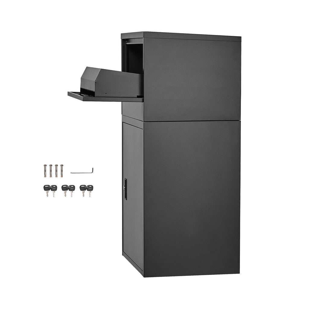 Package Delivery Boxes for Outside, 38.6 in Mailbox for Parcel with Lock, Galvanized Steel Package Drop Box with Anti-Theft Design, Weather-Resistant Package Mailbox for Home and Office, Black