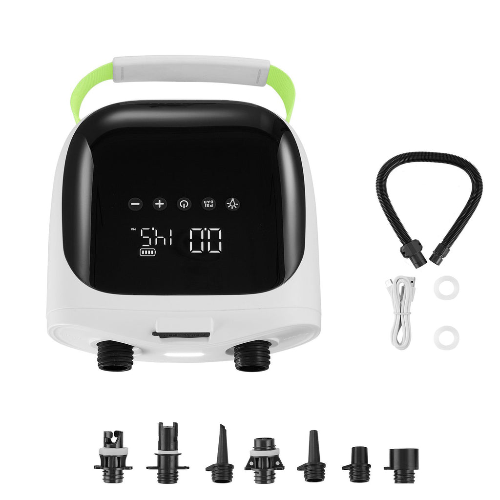 Paddle Board Pump, 20PSI High Pressure, Rechargeable Battery-Powered, Dual Stage Electric SUP Air Pump with Auto-Off and Deflation Function, Ideal for Inflatable Paddle Board, Tent and Mattress