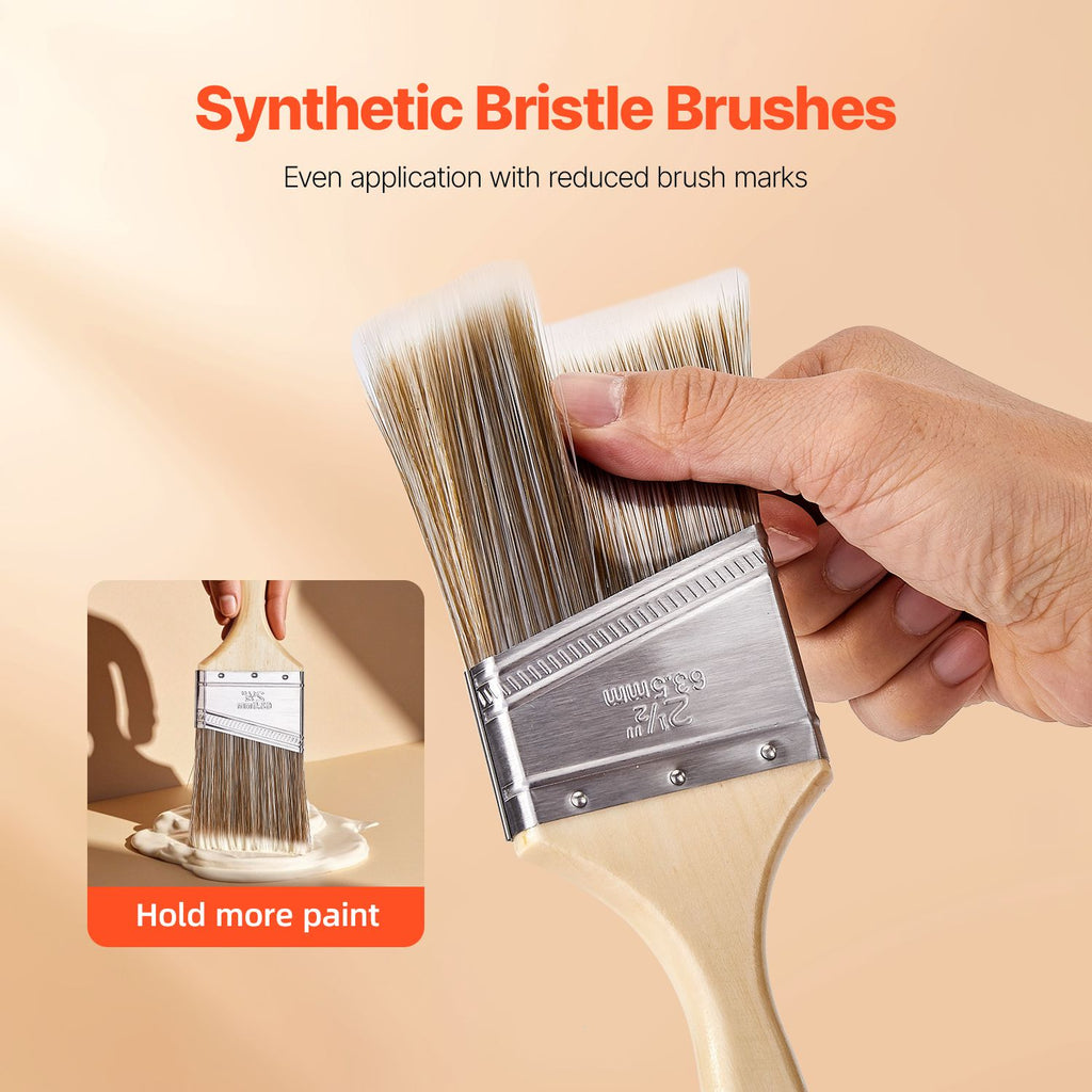 Paint Brushes, 12 Piece Angle Paint Brush, Treated Wood Handle, Paint Brush Set for All Latex and Oil Paints & Stains, Wood Stain Brushes for Cabinets, Walls, Fences, Interior & Exterior Use
