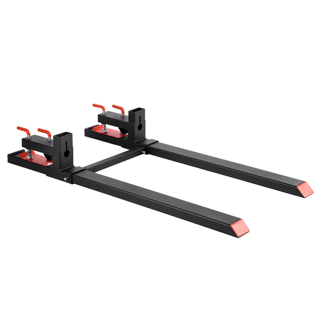Pallet Forks, 4000 lbs Clamp on Pallet Forks, 60-Inch Total Length Heavy-Duty Tractor Fork with Adjustable Stabilizer Bar for Tractor Attachments, Loader Bucket, and Skid Steer, Black