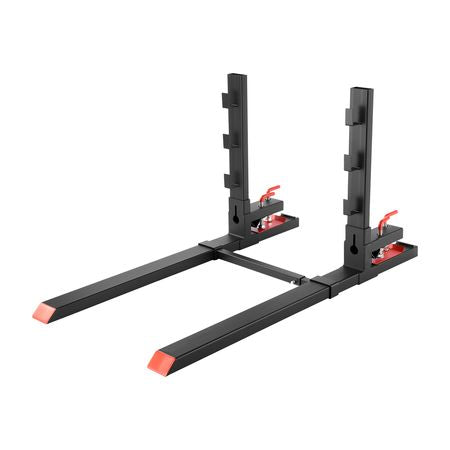 Pallet Forks, 4000 lbs Clamp on Pallet Forks, 60-Inch Total Length Heavy-Duty Tractor Fork with Anti-Tilt Bar & Adjustable Stabilizer Bar, Fit for Loader Bucket Skid Steer Tractor, Black