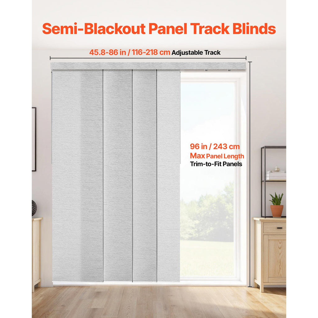 Panel Track Blinds, Extendable Track from 45.8 in to 86 in W, Trimmable Panel Curtains Up to 96 in H, Adjustable Vertical Panel Blinds for Sliding Doors, Patio Doors, Room Divider, Window, Gray image 2