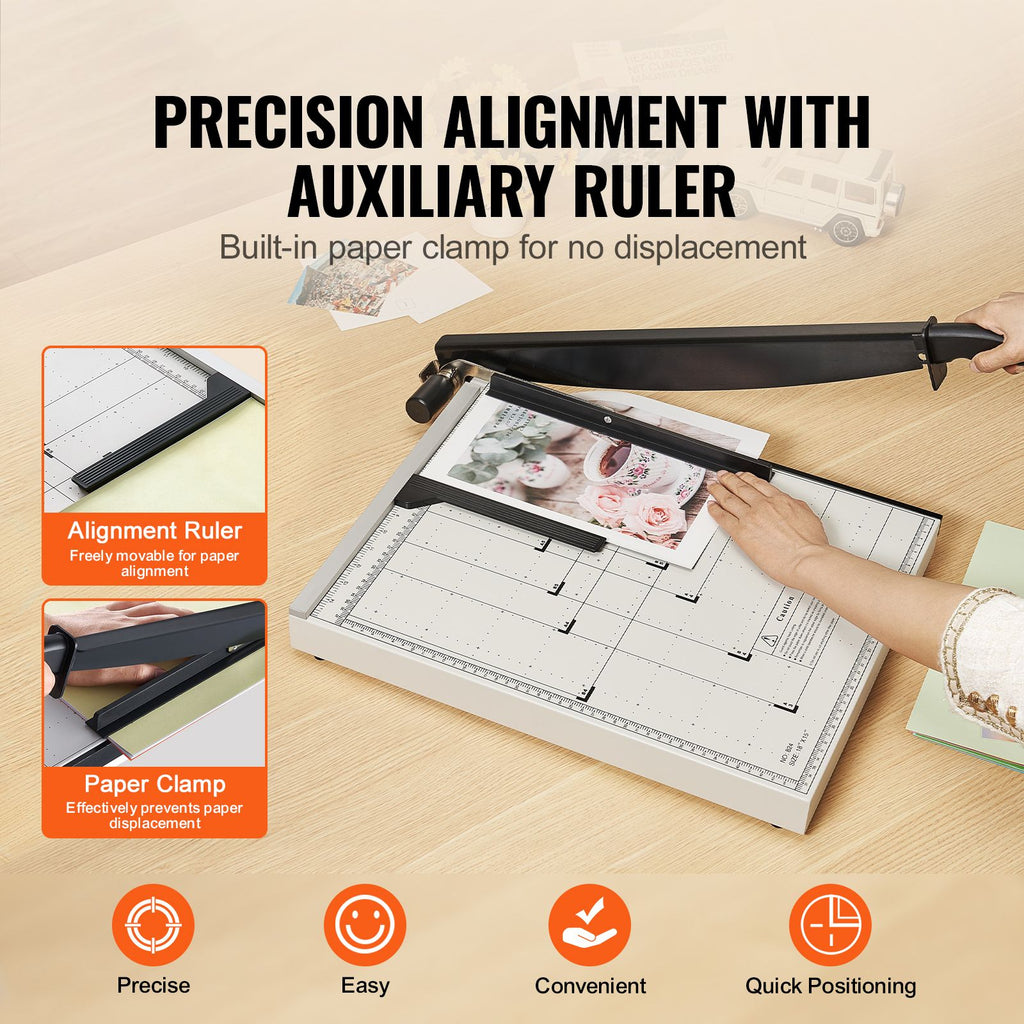 Paper Cutter, Guillotine Trimmer, 18" Cut Length, 15 Sheets Capacity, Heavy Duty Guillotine Paper Cutter with Guard Rail/Blade Lock for Cardstock/Cardboard, Paper Trimmer for Home Office School image 2