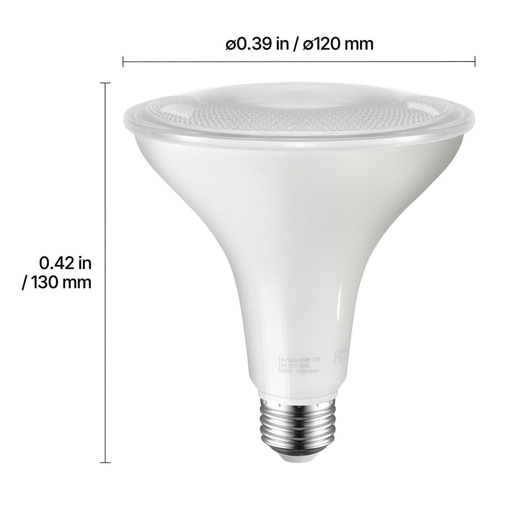 PAR38 Flood Light Bulb, 6 Pack LED Outdoor Flood Lights, 1050 Lumens LED Flood Light Bulbs, 5000K Cool White Light, 15,000 Hour Lifetime, Weatherability Stepless Dimmable Recessed Can Light Bulb