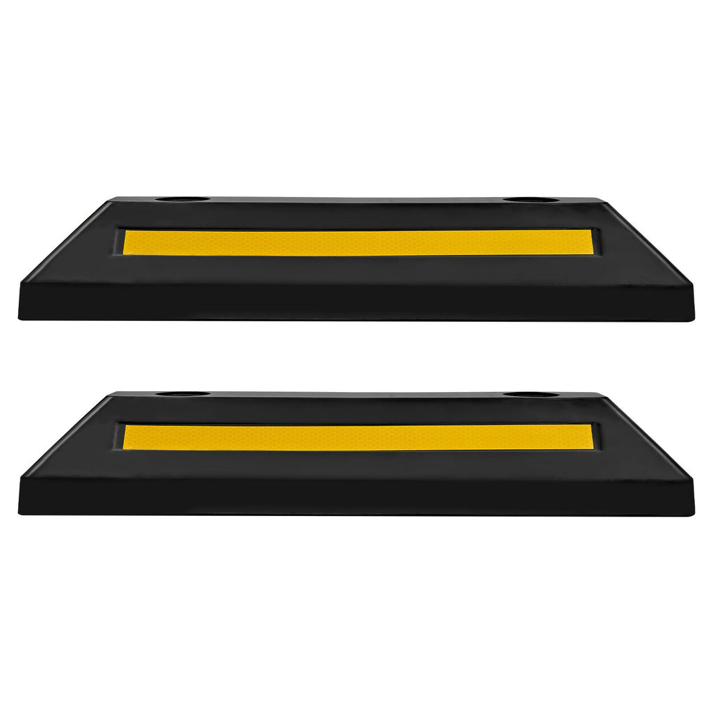 Parking Stopper, 21.6 Inch 2 Pcs Heavy Duty Parking Aid for Garage, Rubber Curb Garage Floor Stopper with Reflective Strips, Aid Gadgets for Cars Vans Trucks Tire Wheel Guide Block Stops Bumpers
