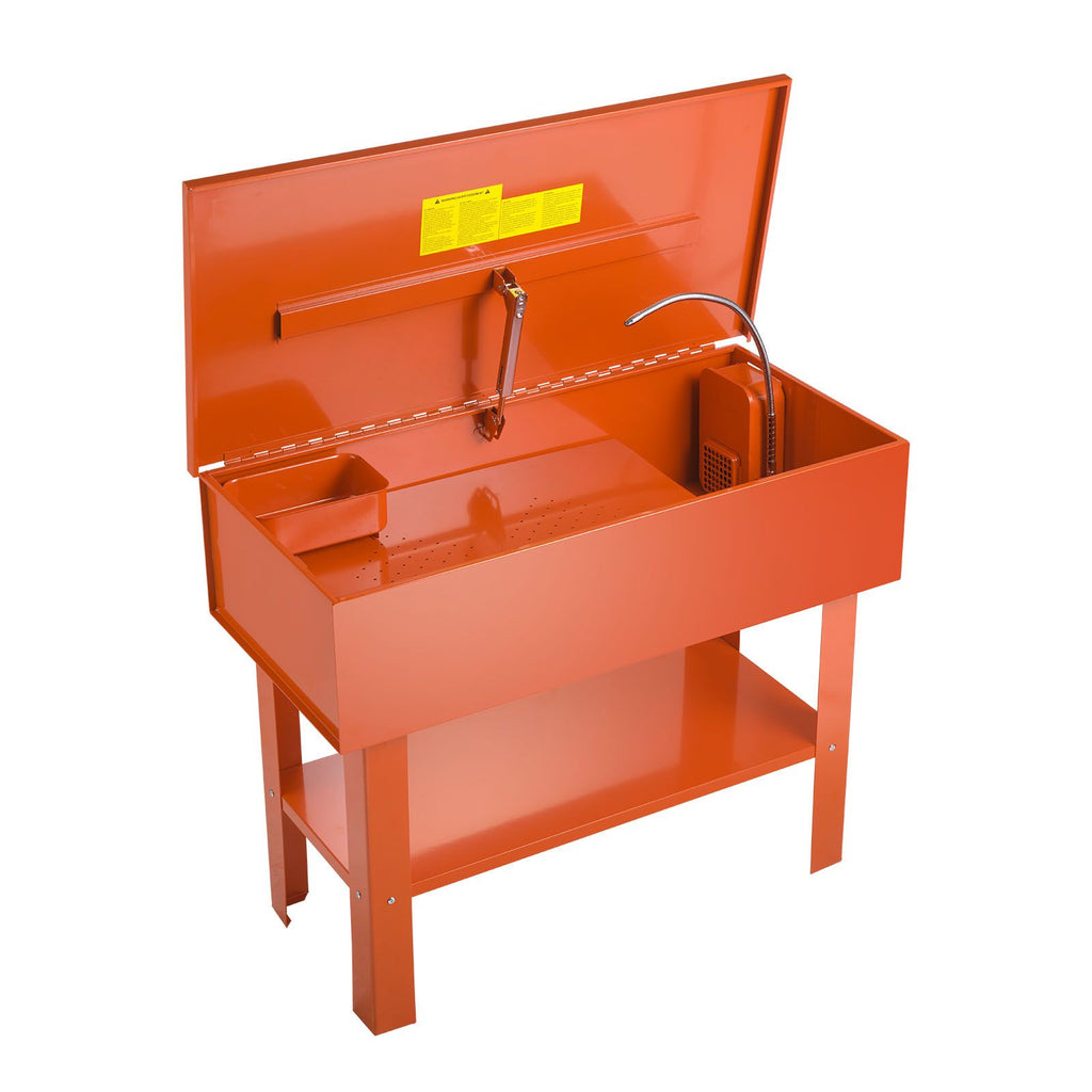 Parts Washer 40-Gallon, 17 Gallon Solvent Capacity, 1 Gallon per Minute Max Pump Output, Steel Cabinet Electric Pump Automotive Parts Washer Cleaner for Wheel Bearings, Gears, and Carburetors