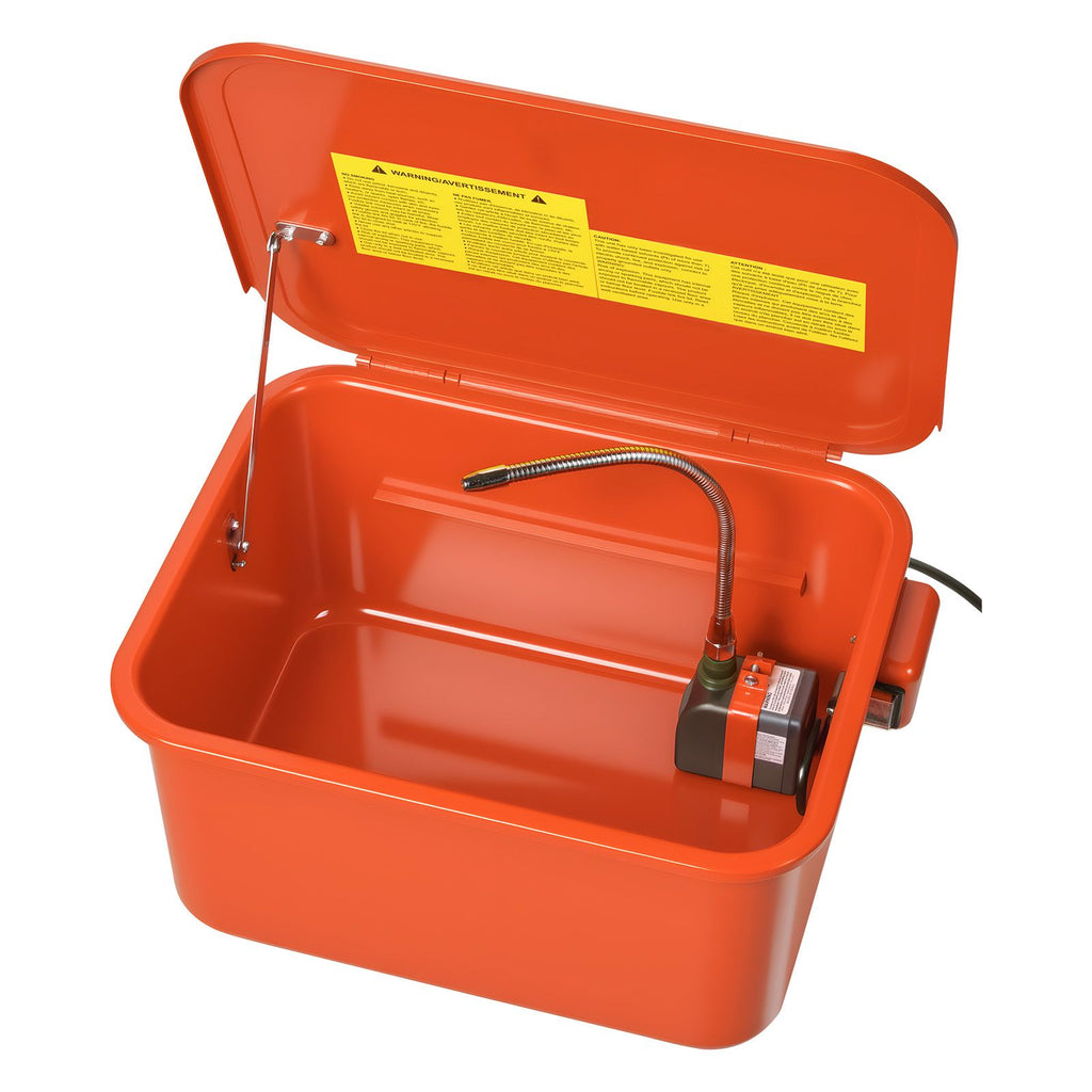 Parts Washer 5-Gallon, 3.5 Gallon Solvent Capacity, 0.4 Gallon per Minute Max Pump Output, Portable Steel Automotive Parts Cleaner with Electric Pump for Wheel Bearings, Gears, and Carburetors
