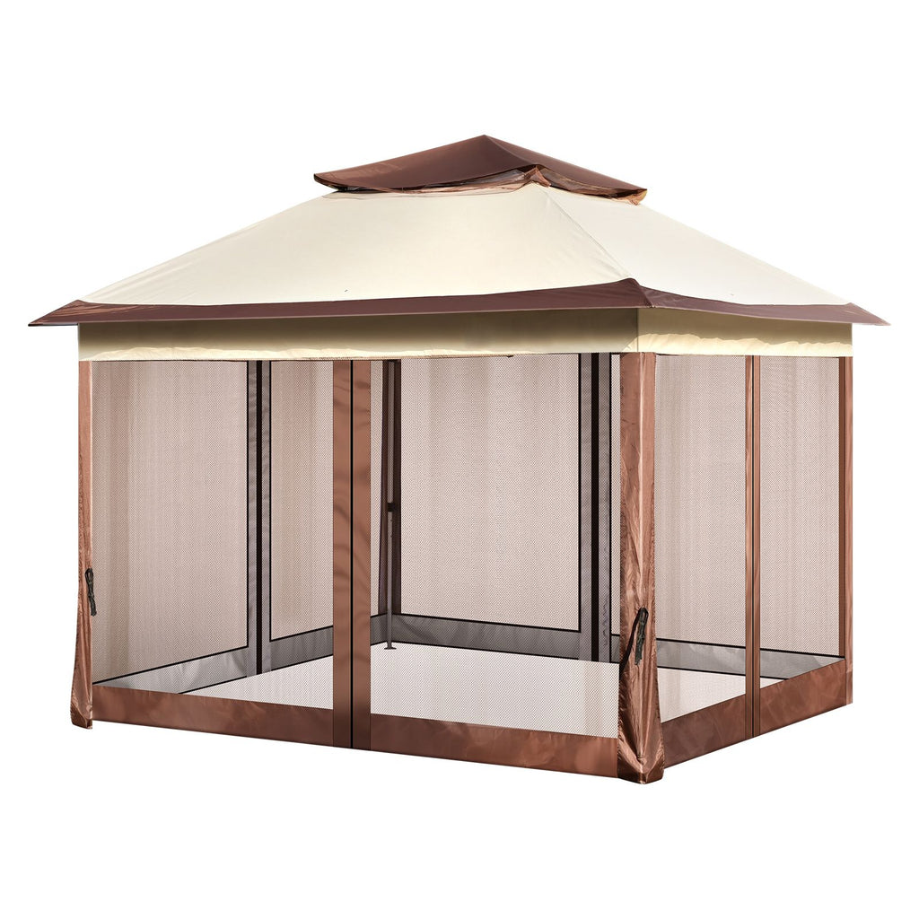 Patio Gazebo, 11 x 11 FT Pop up Gazebo for 8-10 Person, with Mosquito Netting, Metal Frame, and PU Coated 250D Oxford Cloth, Outdoor Canopy Shelter for Patio, Backyard, Lawn, Garden, Deck