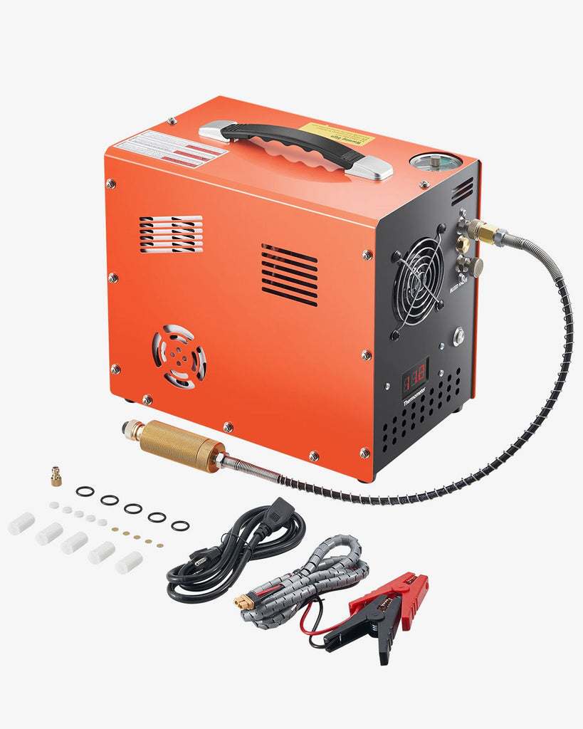 PCP Air Compressor, 4500PSI/30Mpa PCP Airgun Compressor with Built-in Converter & Fan Cooling System, Auto Stop DC12V/AC120V Portable Paintball Tank Compressor for Air Rifle, Scuba Diving Bottle
