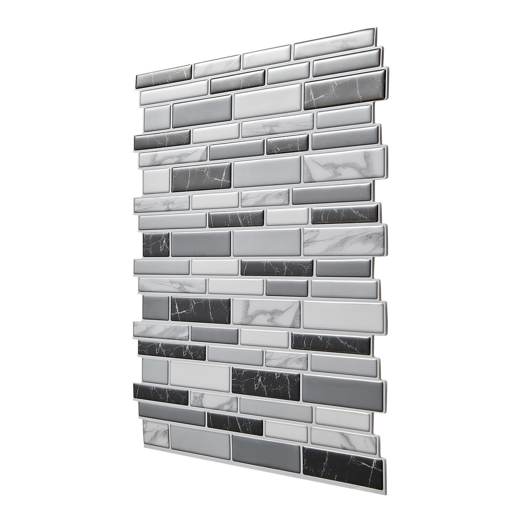 Peel and Stick Backsplash 10-Sheet, 12 x 12 x 0.78 inch / 305 x 305 x 2.0 mm Self-Adhesive Wall Tiles, Stick on Subway Tile Backsplash for Kitchen, 3D Back Splashes for Bathroom, Stone-Look
